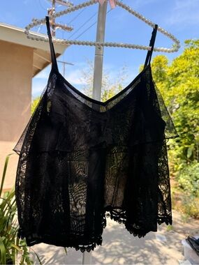 Black Lace Sheer Tank Top